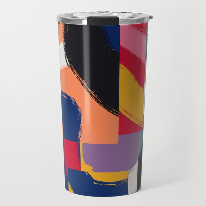 Rainbow abstract ribbon pattern Travel Mug Gallery Image 1