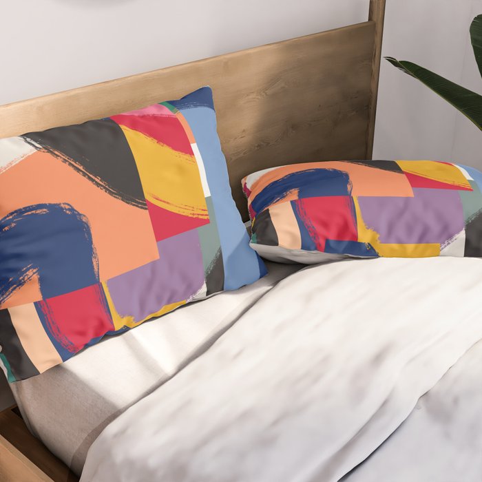 Rainbow abstract ribbon pattern Pillow Sham Gallery Image 2