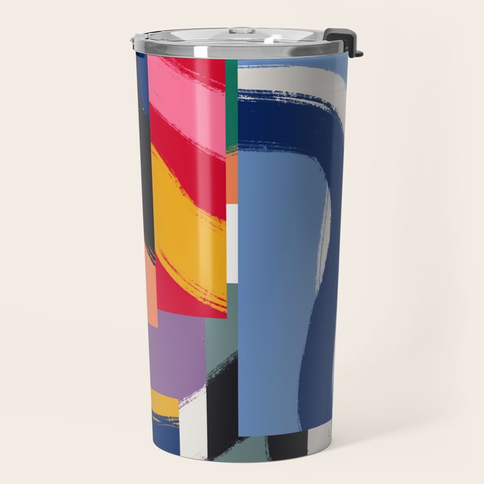 Rainbow abstract ribbon pattern Travel Mug Gallery Image 2