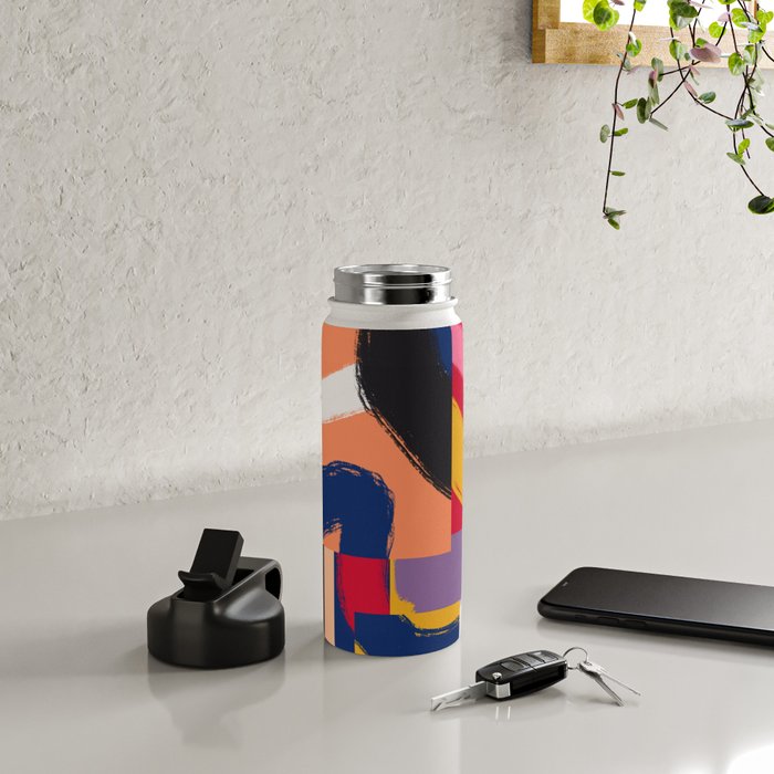Rainbow abstract ribbon pattern Water Bottle Gallery Image 4