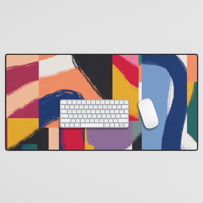Rainbow abstract ribbon pattern Desk Mat Gallery Image 1