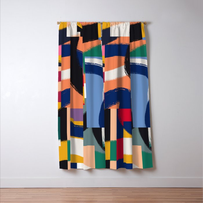 Rainbow abstract ribbon pattern Window Curtain Gallery Image 3