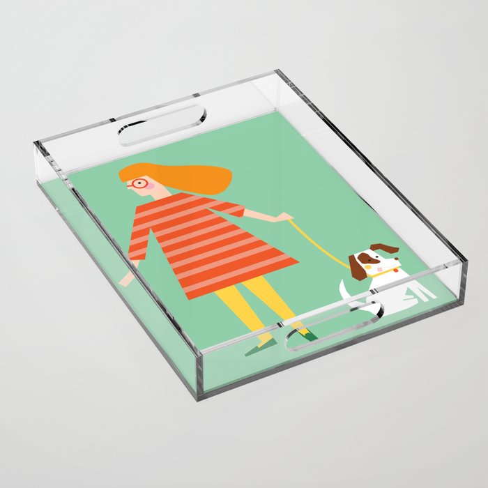 Girl and her doggy Acrylic Tray Gallery Image 1