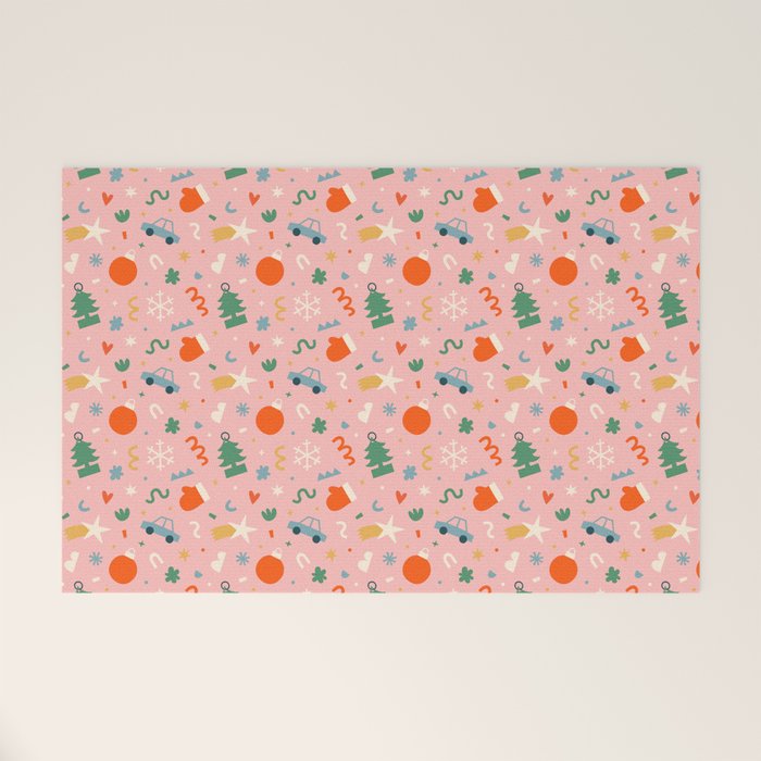 Retro christmas decoration art pattern Welcome Mat Gallery Image 1