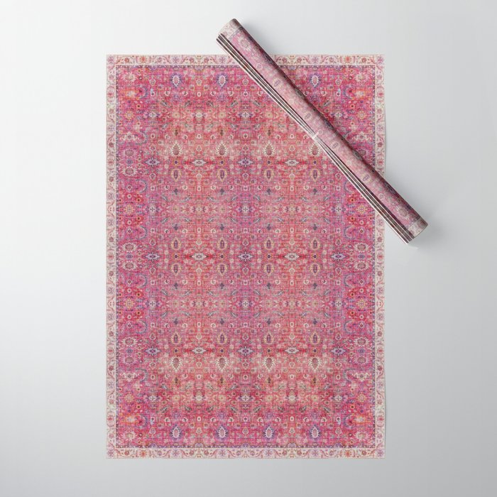 Pink Vintage Antique Oriental Traditional Moroccan Original Artwork Wrapping Paper Gallery Image 1