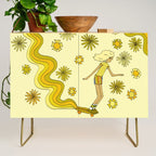 groovy skate hang 10 // tony alva style // surfy birdy art Credenza Gallery Image 1