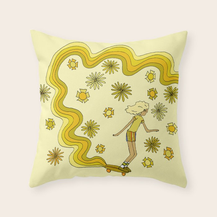 groovy skate hang 10 // tony alva style // surfy birdy art Throw Pillow Gallery Image 6