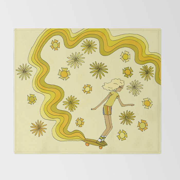 groovy skate hang 10 // tony alva style // surfy birdy art Throw Blanket Gallery Image 2
