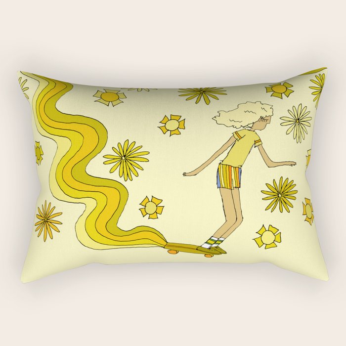 groovy skate hang 10 // tony alva style // surfy birdy art Rectangular Pillow Gallery Image 2