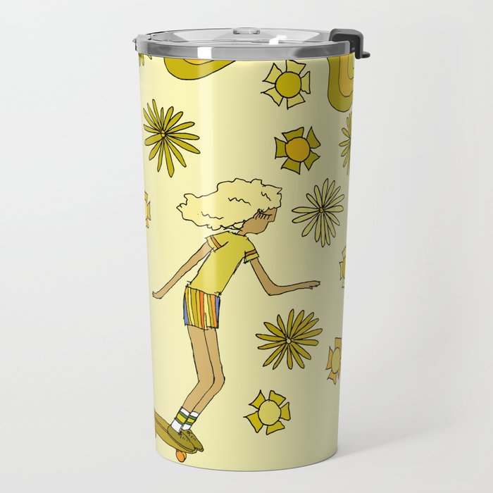 groovy skate hang 10 // tony alva style // surfy birdy art Travel Mug Gallery Image 2