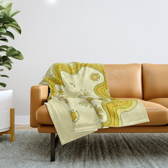 groovy skate hang 10 // tony alva style // surfy birdy art Throw Blanket Gallery Image 1