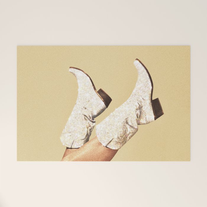 These Boots - Glitter Yellow & Tan Welcome Mat Gallery Image 1