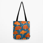 Festive Deco Flowers - Orange and Blue Floral Pattern Tote Bag Gallery Image 2
