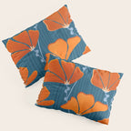 Festive Deco Flowers - Orange and Blue Floral Pattern Pillow Sham Gallery Image 3