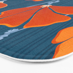 Festive Deco Flowers - Orange and Blue Floral Pattern Bath Mat Gallery Image 3