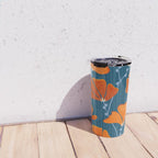 Festive Deco Flowers - Orange and Blue Floral Pattern Travel Mug Gallery Image 4