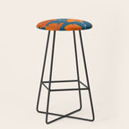 Festive Deco Flowers - Orange and Blue Floral Pattern Stool Gallery Image 1