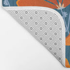 Festive Deco Flowers - Orange and Blue Floral Pattern Bath Mat Gallery Image 2