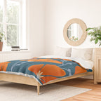 Festive Deco Flowers - Orange and Blue Floral Pattern Duvet Cover Gallery Image 2