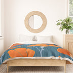 Festive Deco Flowers - Orange and Blue Floral Pattern Duvet Cover Gallery Image 3