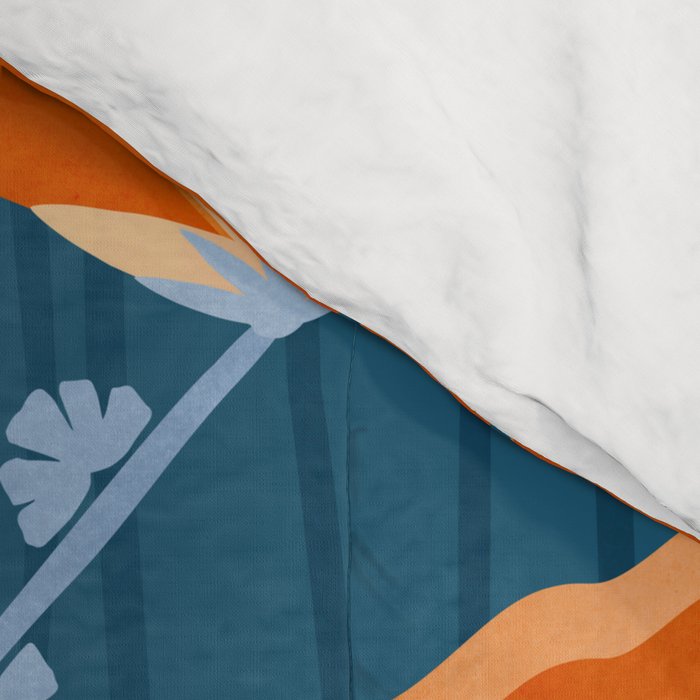 Festive Deco Flowers - Orange and Blue Floral Pattern Comforter Gallery Image 4