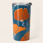 Festive Deco Flowers - Orange and Blue Floral Pattern Travel Mug Gallery Image 2