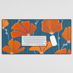 Festive Deco Flowers - Orange and Blue Floral Pattern Desk Mat Gallery Image 1