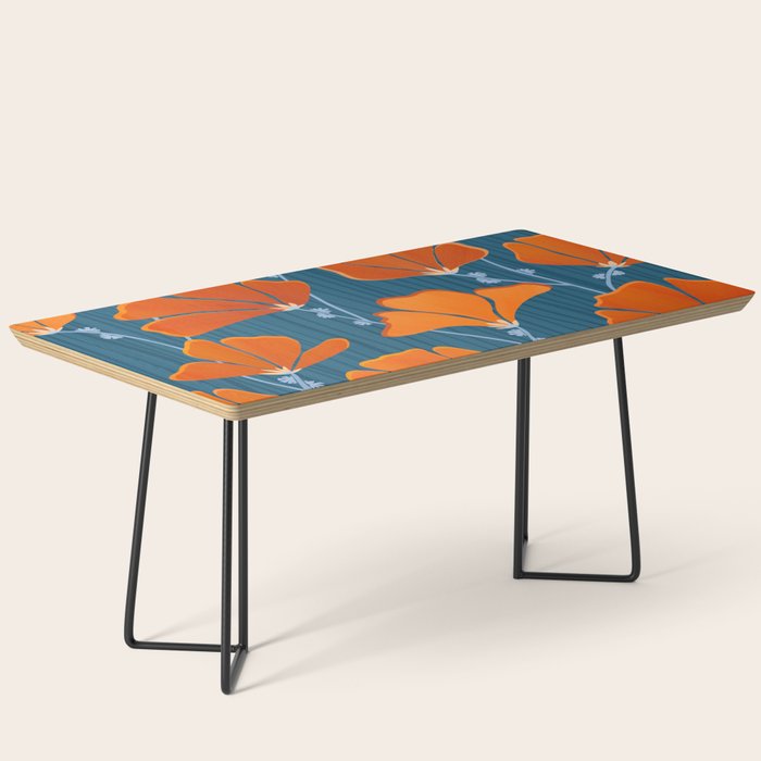 Festive Deco Flowers - Orange and Blue Floral Pattern Coffee Table Gallery Image 1