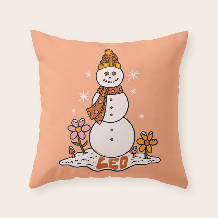 Leo Snowman Throw Pillow Gallery Image 6