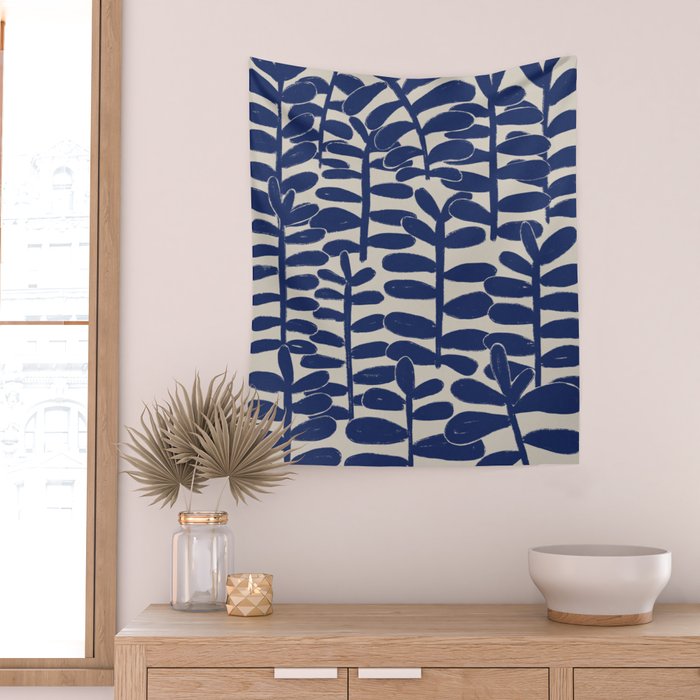 Blue Plants Wall Tapestry Gallery Image 2