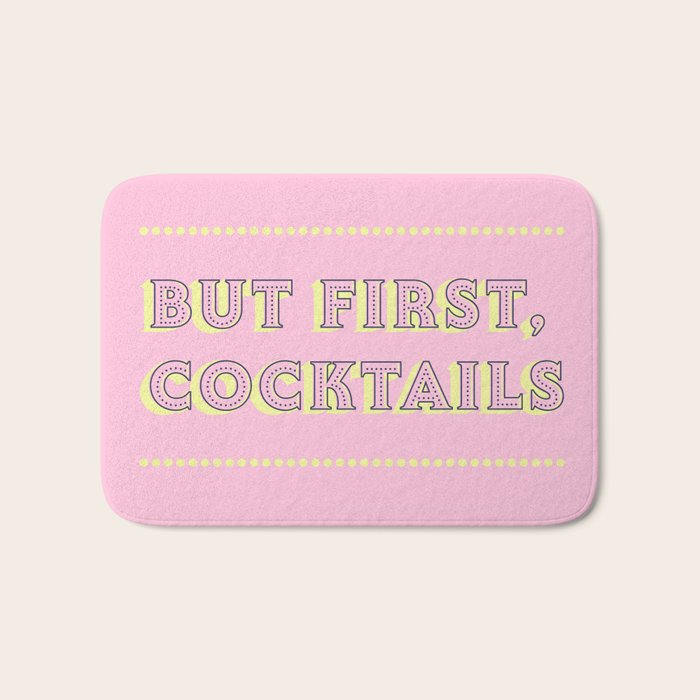 Pastel Pink Party Cocktails Bath Mat Gallery Image 1