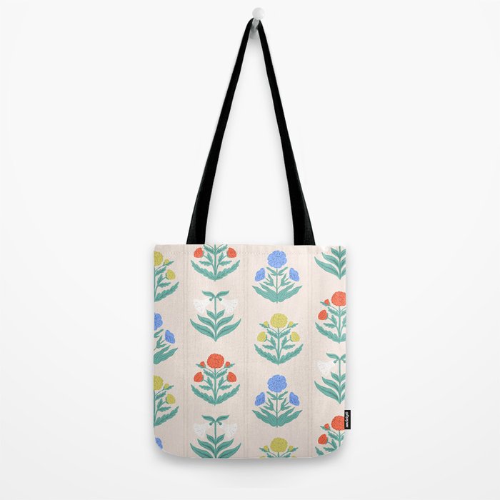 Block Print Flowers in Primary Tote Bag Gallery Image 2