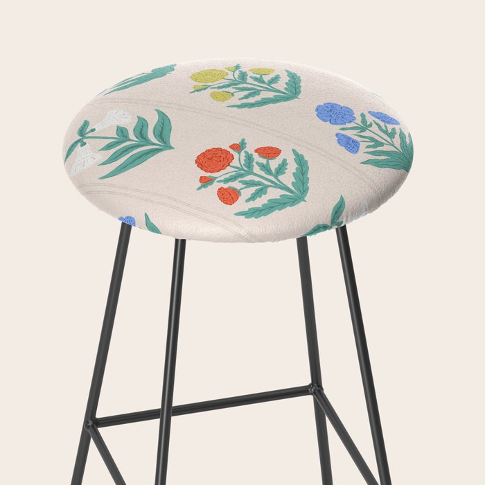 Block Print Flowers in Primary Stool Gallery Image 2