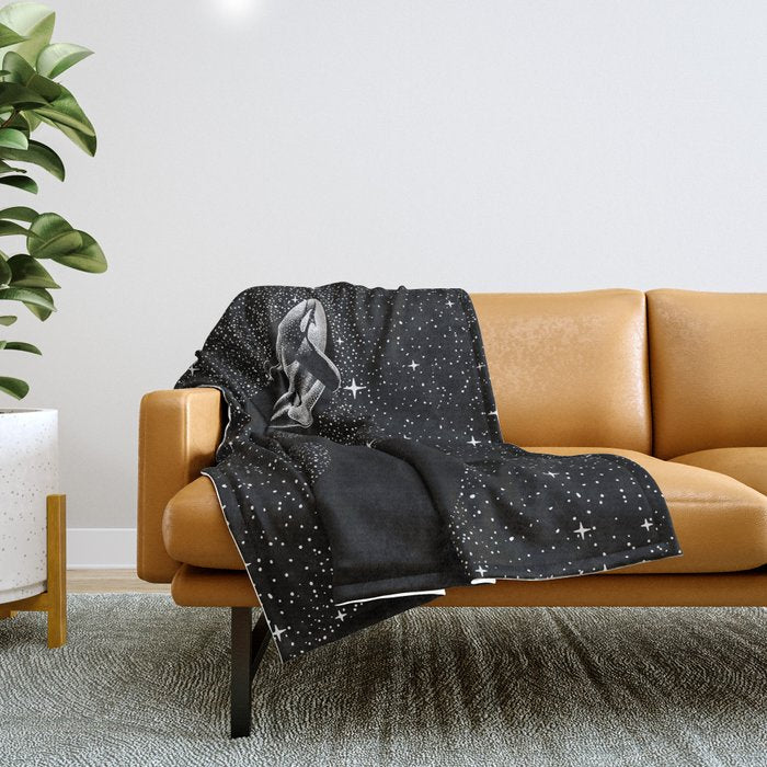 Starry Orca (Black Version) Throw Blanket Gallery Image 1
