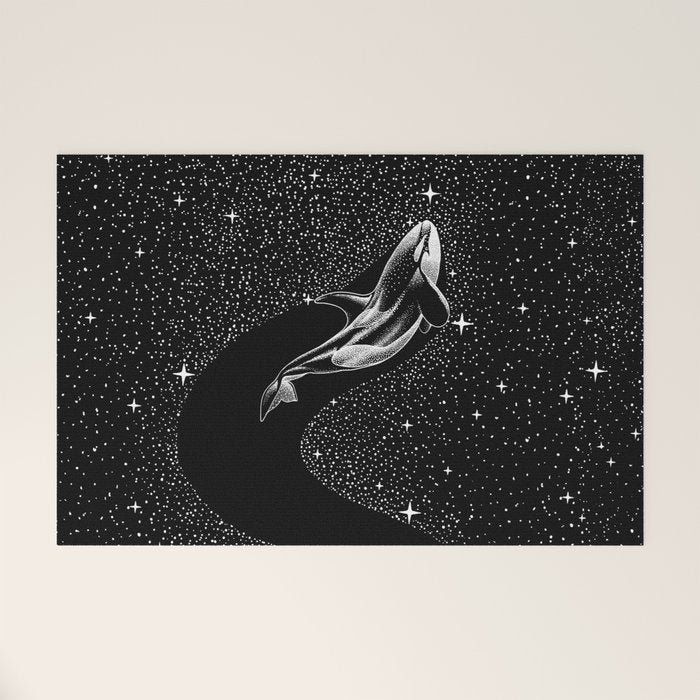 Starry Orca (Black Version) Welcome Mat Gallery Image 1