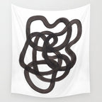 'Ink Memories' Minimalist Ink Line Drawing Abstract Black Brush Strokes Modern Funky Maze by Ejaaz Haniff Wall Tapestry Gallery Image 4