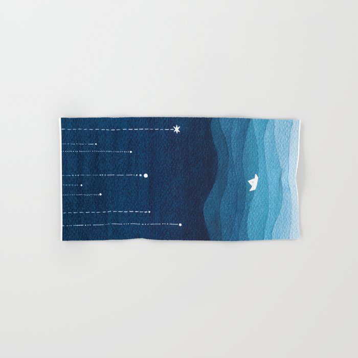 Falling stars, blue, sailboat, ocean Bath Towel Gallery Image 1