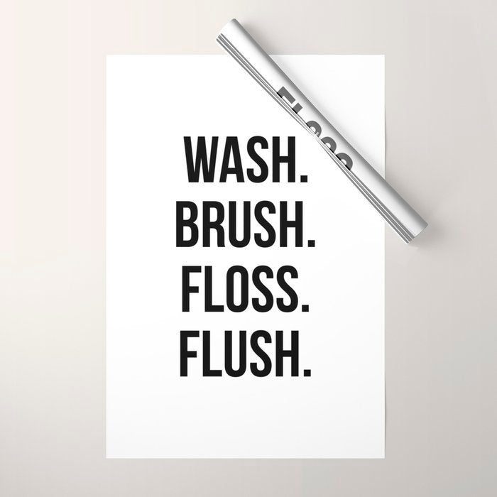 Wash Brush Floss Flush Wrapping Paper Gallery Image 1