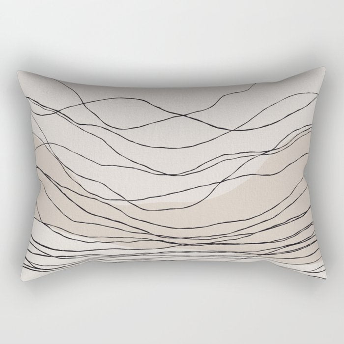 Calm serene line art nordic mountain decor Rectangular Pillow Gallery Image 1