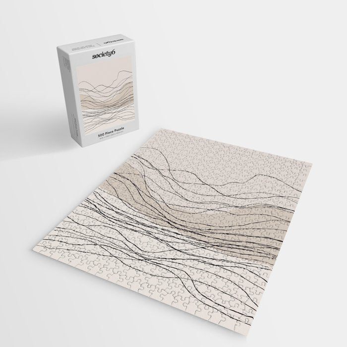 Calm serene line art nordic mountain decor Jigsaw Puzzle Gallery Image 2