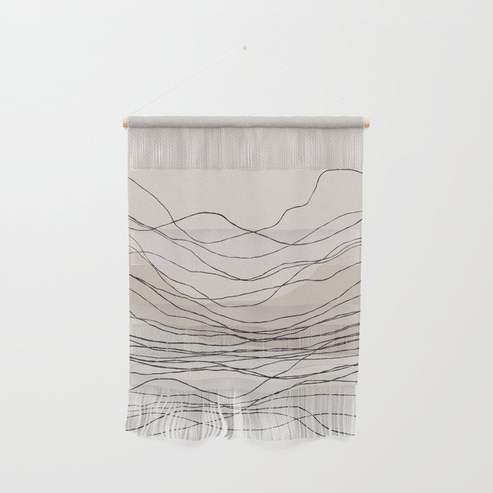 Calm serene line art nordic mountain decor Wall Hanging Gallery Image 1