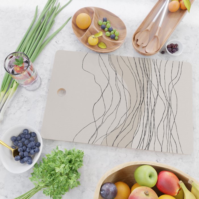 Calm serene line art nordic mountain decor Cutting Board Gallery Image 2