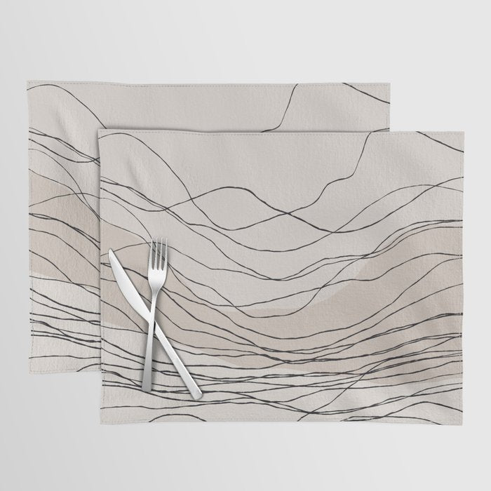 Calm serene line art nordic mountain decor Placemat Gallery Image 1