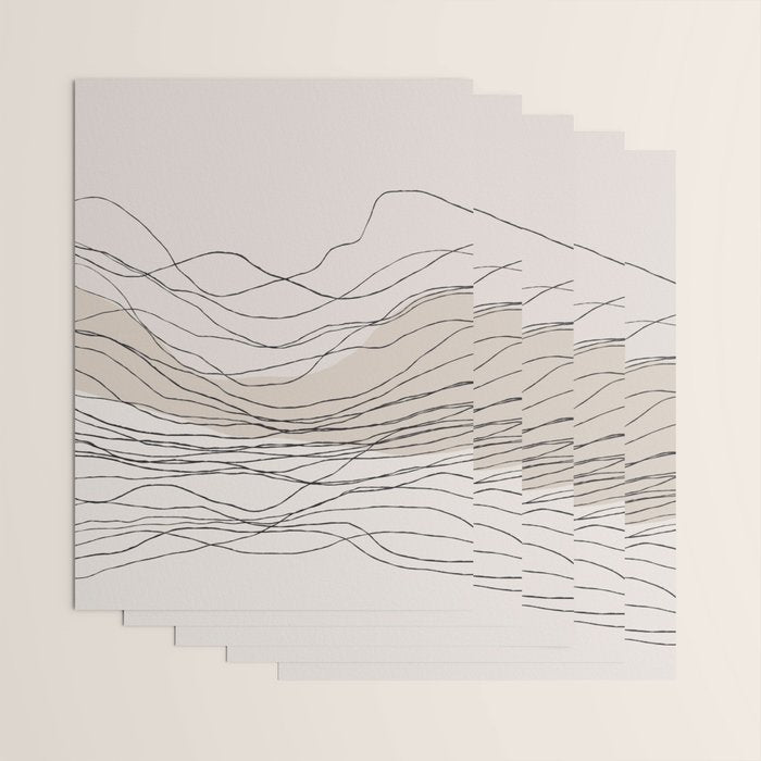 Calm serene line art nordic mountain decor Wrapping Paper Gallery Image 3