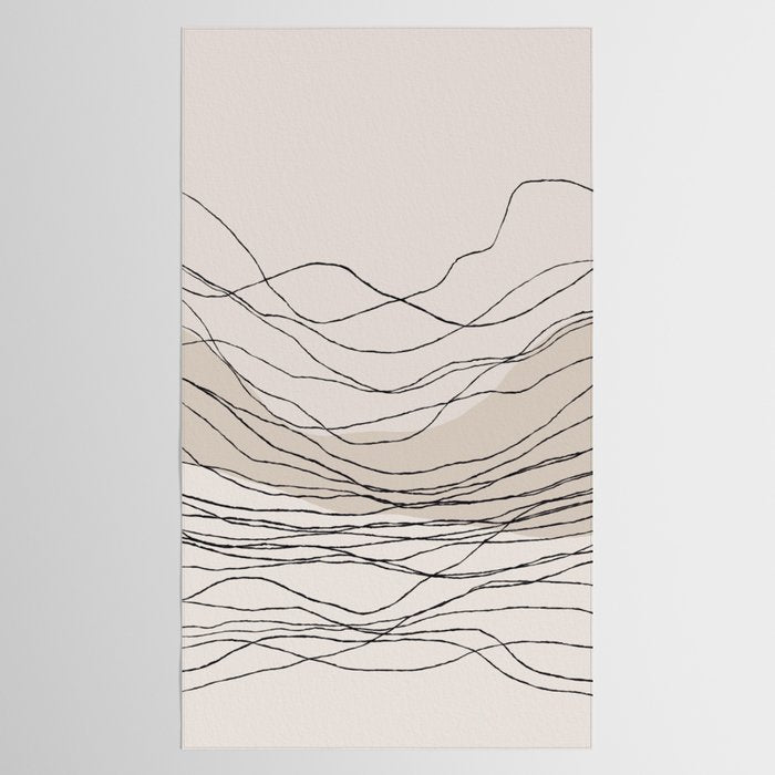 Calm serene line art nordic mountain decor Tablecloth Gallery Image 2
