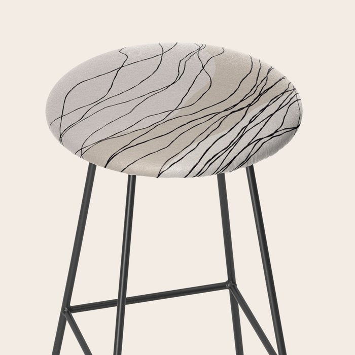 Calm serene line art nordic mountain decor Stool Gallery Image 2