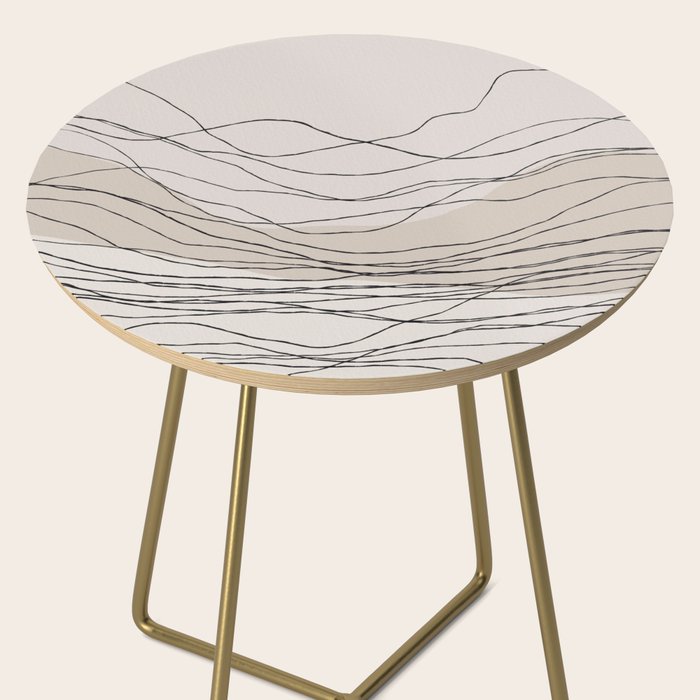 Calm serene line art nordic mountain decor Side Table Gallery Image 2
