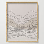 Calm serene line art nordic mountain decor Serving Tray Gallery Image 1