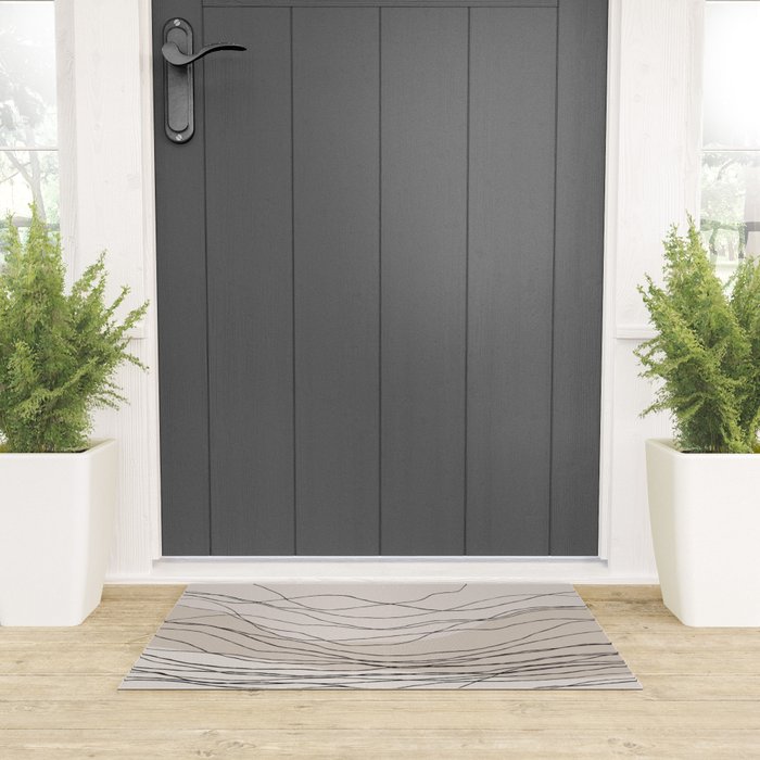 Calm serene line art nordic mountain decor Welcome Mat Gallery Image 3