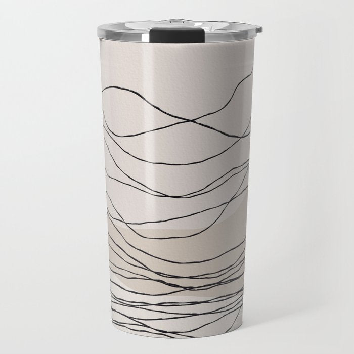 Calm serene line art nordic mountain decor Travel Mug Gallery Image 1